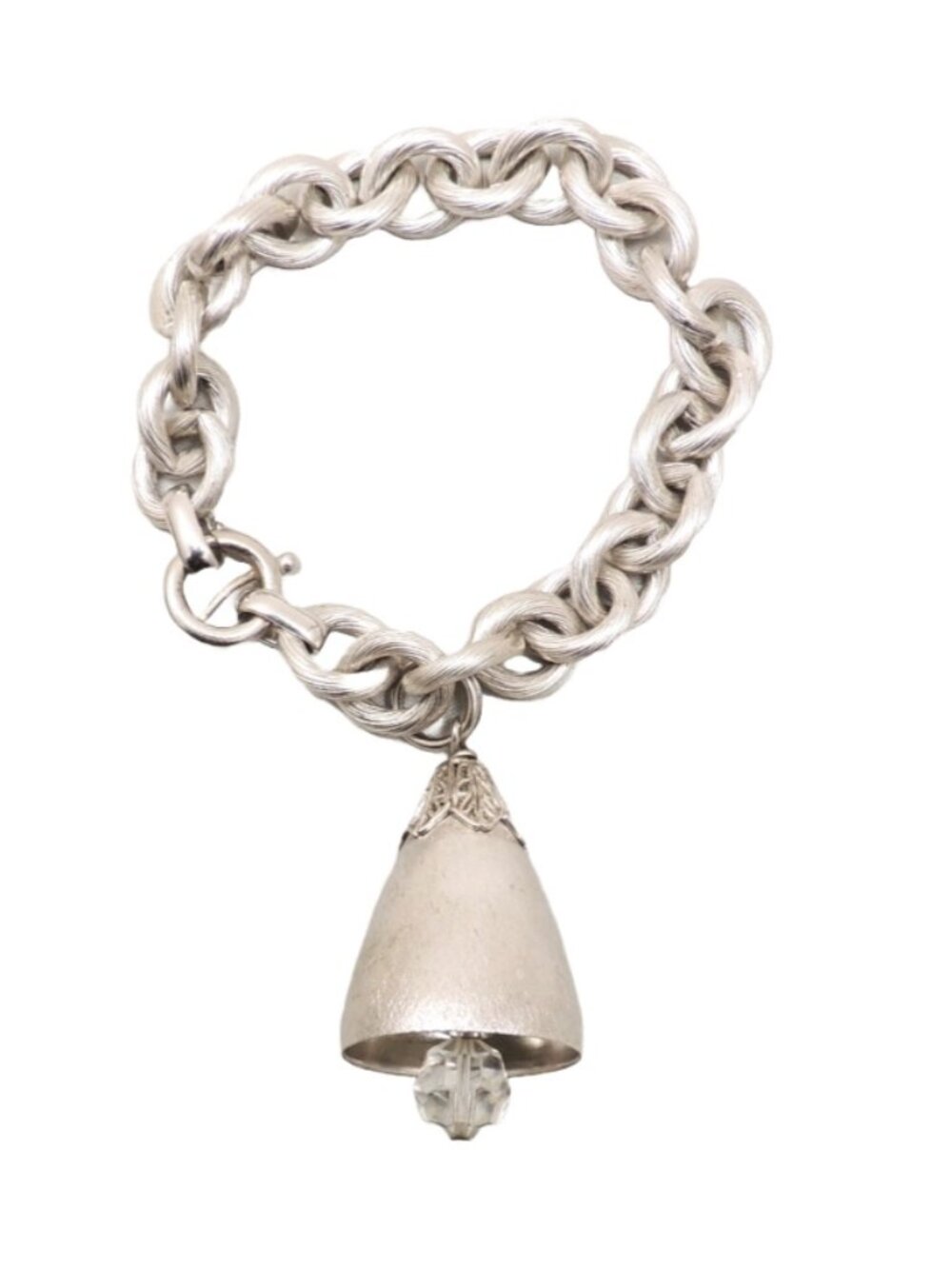 Vintage Signed Napier Rhodium Plated "Wedding Bell" Charm Bracelet